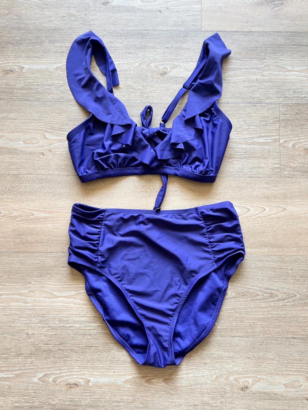 BCBG Paris Deep blue Ruffle Two-Piece Bikini